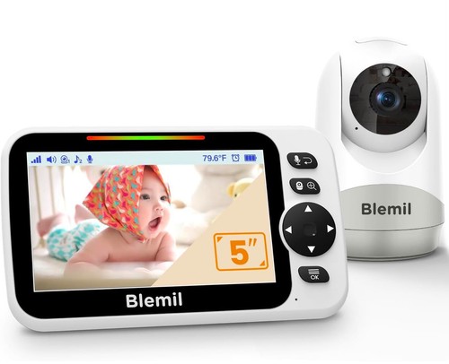 Blemil 5” Video Baby Monitor Camera Audio No WiFi Night Vision Pan Tilt Zoom