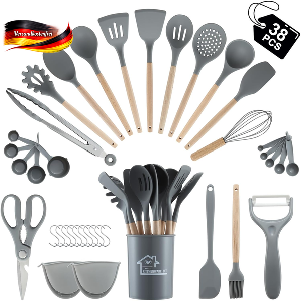 KüChenhelfer Set Edelstahl 15 Teile, HitzebestäNdig, SpüLmaschinenfest-image