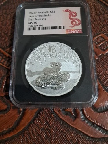 2025 P Australia YEAR OF THE SNAKE MS70 NGC Mint State 1 oz Coin $1 .9999