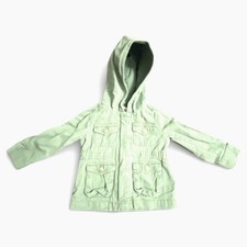 OshKosh Kid's Utility Jacket Unisex Toddler 2T Green Hooded Pockets Cotton