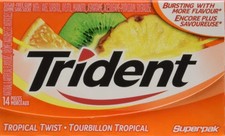 Trident Sugar Free Tropical Twist Gum Superpak, 12 Pack 14 Pieces Each