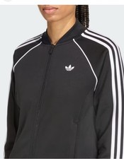 Adidas Black and White Track Top Full Zip Size Medium Women  s