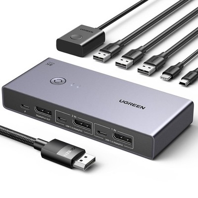 UGREEN Displayport KVM Switch 8K@60Hz, DP 1.4, 4 USB 3.0 Ports, 8K@60Hz 4K@240Hz