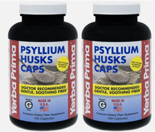 2x Yerba Prima Psyllium Husks Caps Dietary Fiber 625 mg, 180 Capsules - Colon Cl