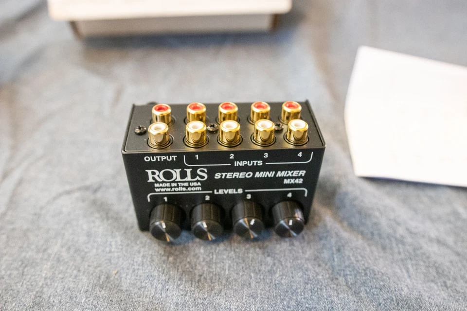 Rolls MX42 Stereo Mini Passive Audio Sound Mixer - 4 RCA Inputs, 1 RCA Output - Image 3 of 3