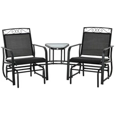 Outdoor Glider Chairs with Coffee Table, Patio 2-Seat Rocking Chair Swing