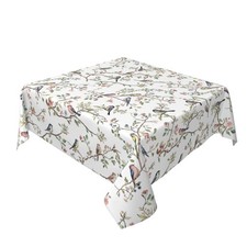 Spring Square Tablecloth 52x52 Inch Watercolor Floral Birds Summer Farmhouse