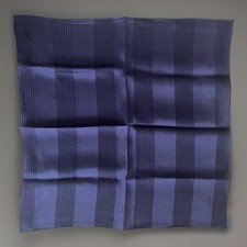 Vintage Royal Navy Blue Pocket Square 100 Silk With Striped Pattern 16,5  x16,5  