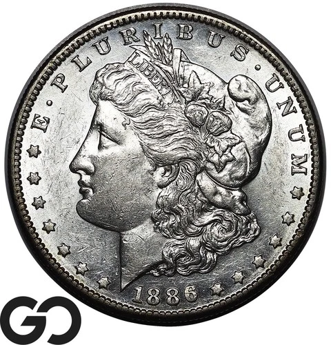 1886-S Morgan Silver Dollar Coin, Nice Lustrous, Choice AU++/Unc Better Date