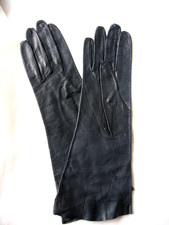 Vintage Black Leather Kid Gloves, Made in France, Size 6-1/2
