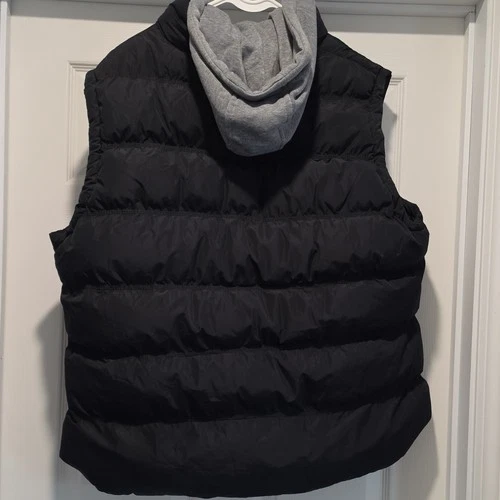 Wantdo Men's Black Hooded Puffer Vest Insulated Button & Zipper 3XL Big & Tall image 2