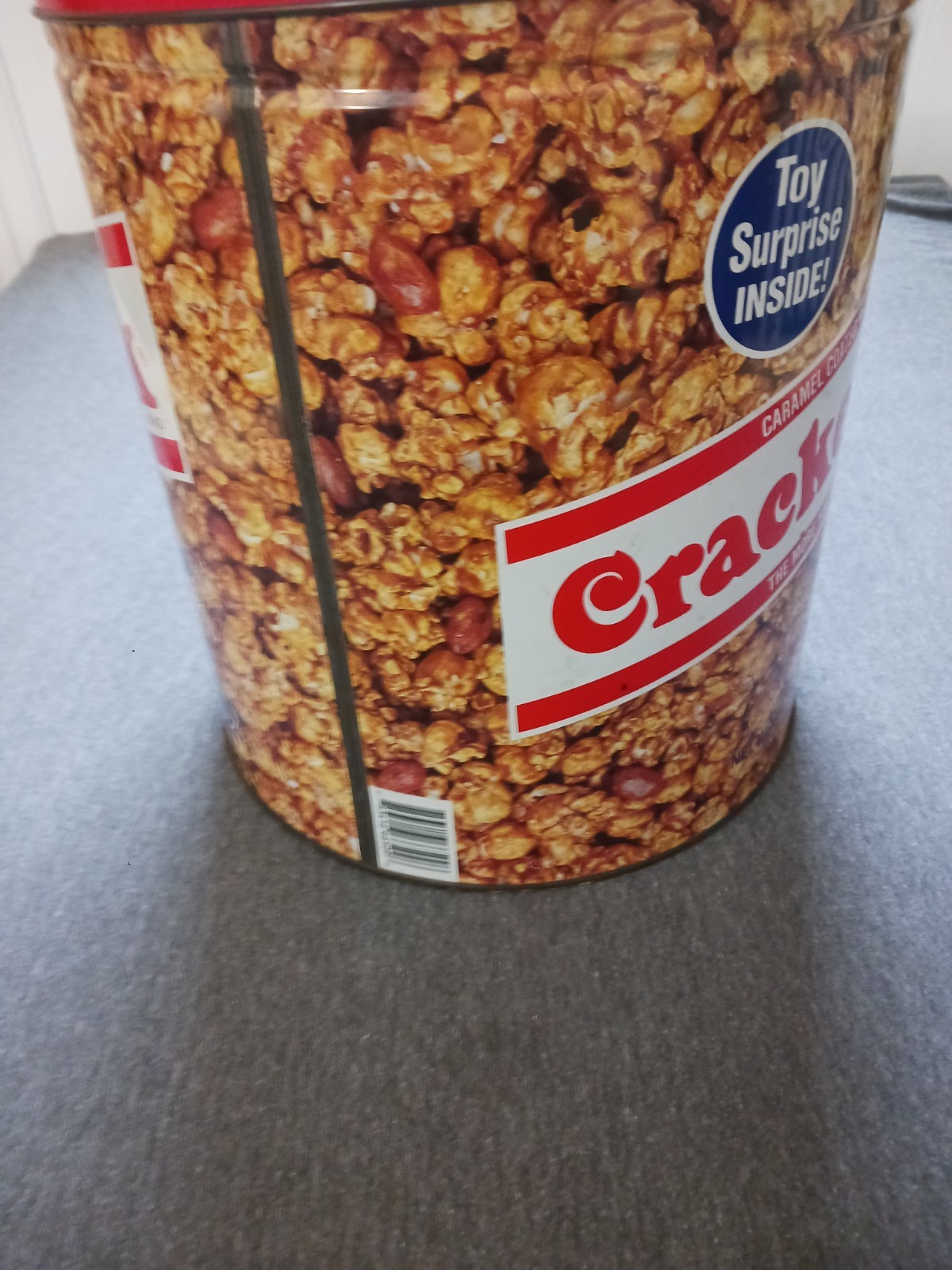Vintage CRACKER JACK Tin Can 44oz Large Steel Metal Empty Canister Lid ...