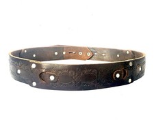 Vintage Brown Embossed Leather Belt Joed Nyovee Collab 32 Small Xs