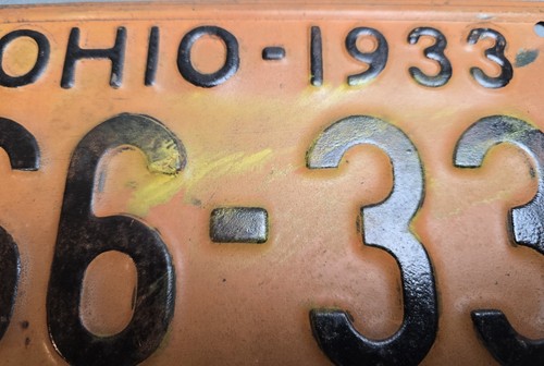 Matching Pair 1933 OHIO License Plate Tags B66-332 Depression Era Automobile Car - Picture 3 of 5