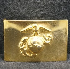 WI03132 VINTAGE 1970s UNITED STATES MARINES BRASS MENS BELT BUCKLE