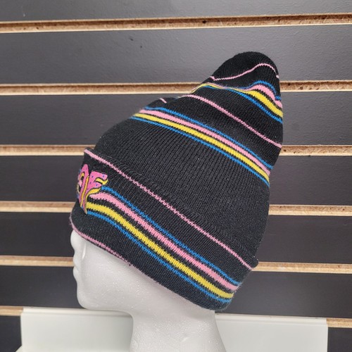 Odd Future Tyler The Creator OF Donut Logo Beanie Black Knit Cuffed Winter Hat - Picture 2 of 5