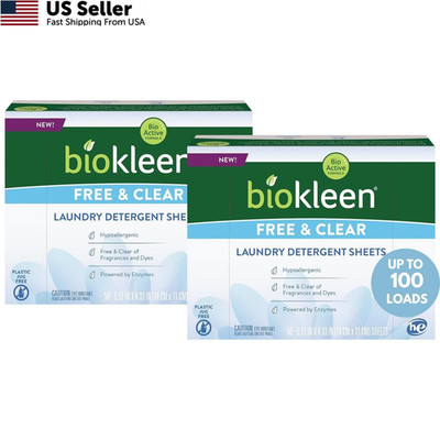 Biokleen Laundry Detergent Sheets (2 PACK) - Free & Clear From 200 Loads
