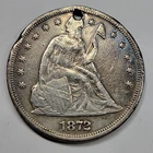 1872 P $1 Seated Liberty Silver Dollar VF Details Holed Philadelphia *M292