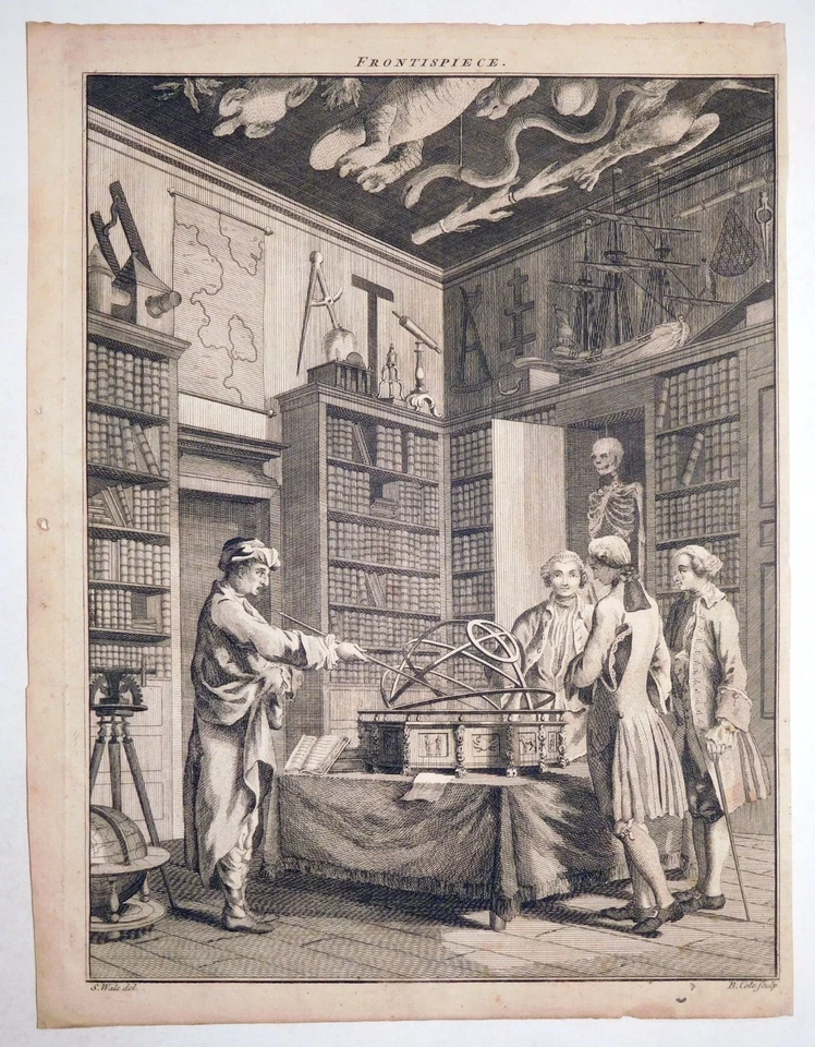 Radierung, Barocke Wunderkammer, S. Wale/ B. Cole, 1759, Camera Obscura - Bild 2 von 4