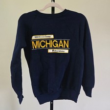 Vintage 1989 Michigan Wolverines NCAA Champs Sweatshirt Navy Blue Small USA Made