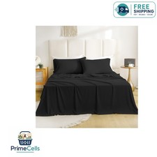 Silky Soft Queen Size Microfiber Sheet Set - 16" Deep Pocket Bedding - Black