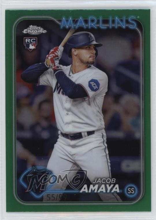 2024 Topps Chrome Green Refractor 55/99 Jacob Amaya #92 Rookie RC 1cx3