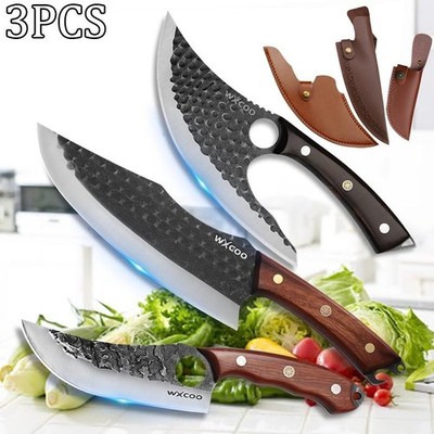 3PCS Stainless Steel Kitchen Knife Set Sashimi Chef Utility Fruit Knife Chopper