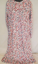 Aria Collection Nightgown Long Sleeve Velour M 8-10 White Floral Pockets NWT