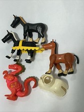 4 Vintage 1974 Fisher Price Pink Dragon #993 horses Little People Castle