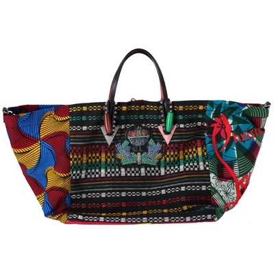 Christian Louboutin Africaba Tote Bag Black Red Multi Jacquard