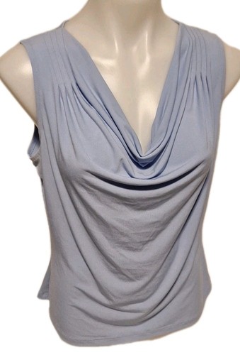 Calvin Klein Sleeveless Baby Blue Cowl Neck Shirt Women's Sz Large Polyester Bld - Picture 9 of 18