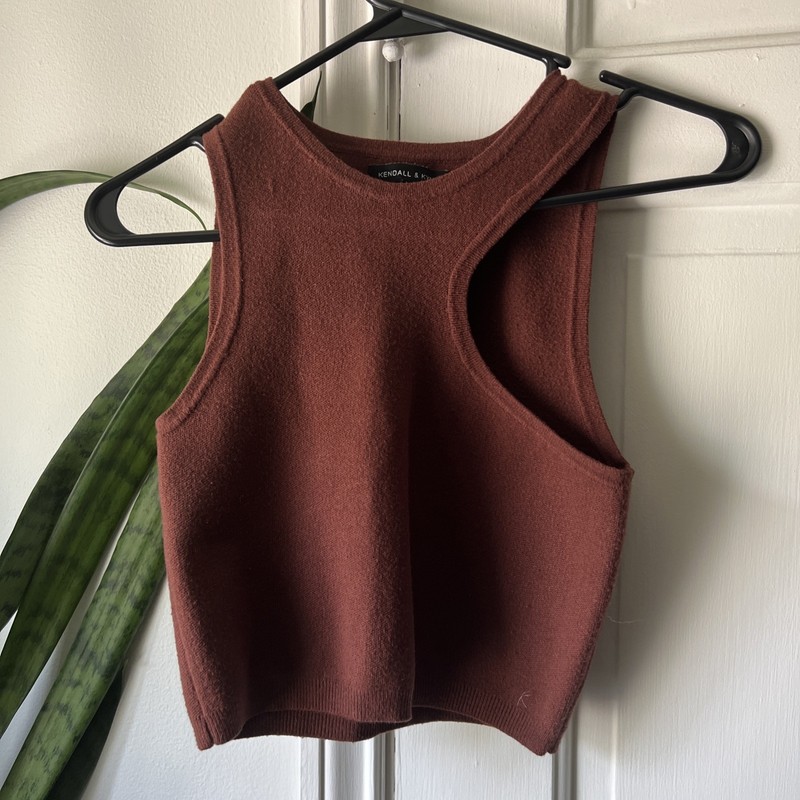 Kendall And Kylie Women’s Brown Crop Top Size Small Pacsun Y2K Sweater Material