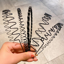 5pcs Metal Wave Hair Bands Non-Slip Universal Headbands for Men  Women - NEW