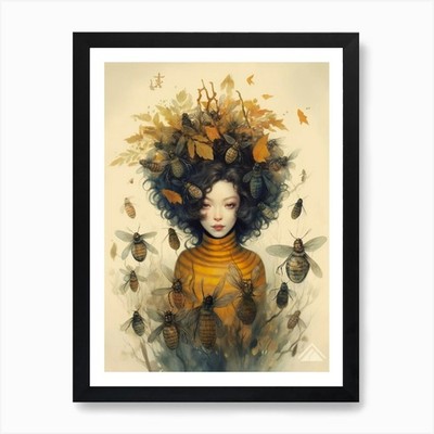 Queen Bee Beehive Watercolour Illus Framed Wall Art Poster Canvas Print Picture