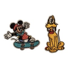 MICKEY MOUSE AND PLUTO  SMALL SEE PIC CUTE Iron On Patch  ONE STICKER 