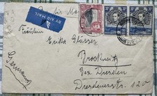 KUT Airmail Cover Kampala Uganda to Germany 1938 KGVI Scott 72 76