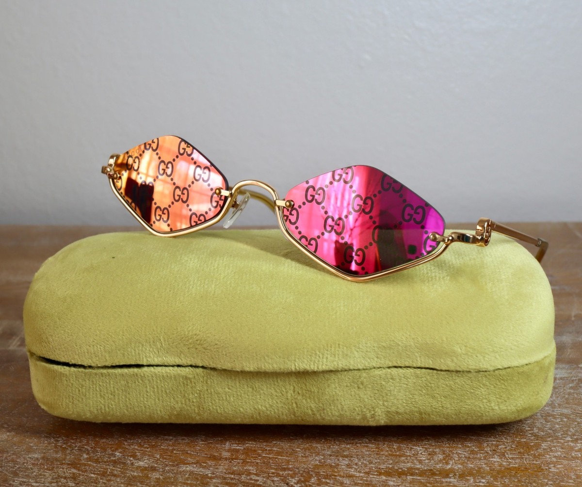 Gucci GG1604S 004 Cat Eye Women Sunglasses 53mm Pink Mirror GG