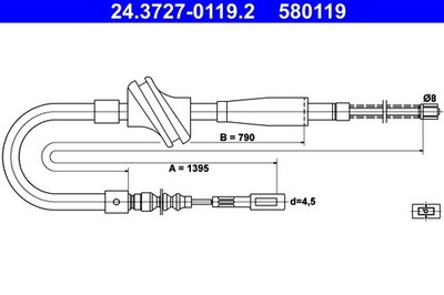 ATE Cavo Freno A Mano 24372700052, Compatibile Con Alfa Romeo GT, 156 E 156 Sportwagon, Ricambio OE 60624591