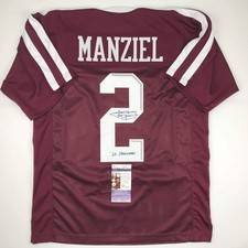 Autographed/Signed JOHNNY MANZIEL 12 Heisman Texas A&M Maroon Jersey JSA COA