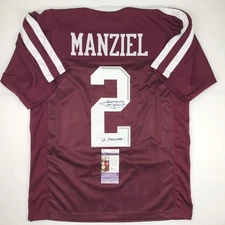 Autographed/Signed JOHNNY MANZIEL 12 Heisman Texas A&M Maroon Jersey JSA COA