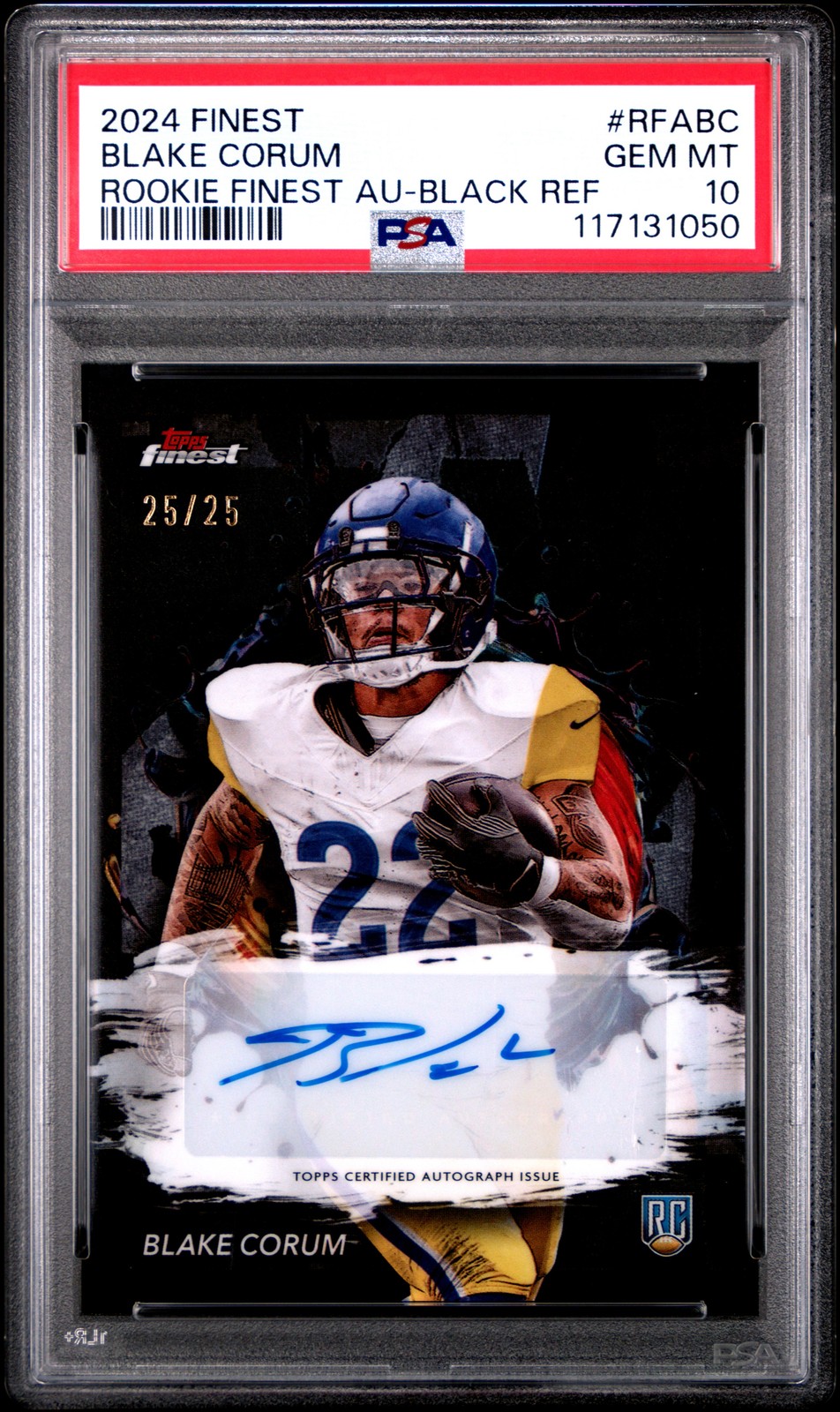 Blake Corum Topps Finest Rookie Finest Autographs #RFABC Black Refractor