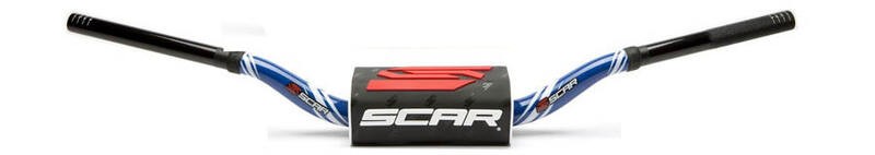 Guidon SCAR O² Low bleu anodisé de haute précision pour motocross