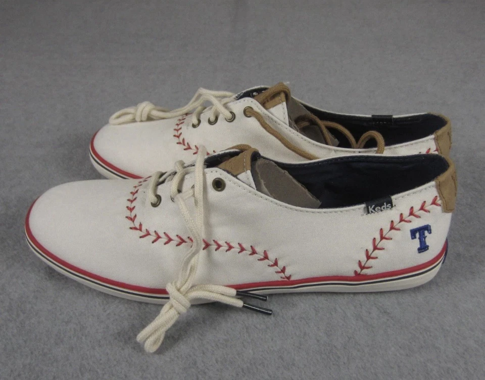 Tenis Texas Rangers Keds para mujer blancos campeón banderín con cordones MLB talla 6,5 Foto 3 de 4