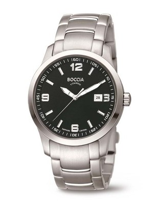 Montre Pour Homme Boccia Titanium 3626-03 100M Verre Saphir Noir