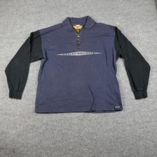Harley-Davidson Pullover Mens Large Blue Black Quarter Zip Mock Neck Shirt Logo