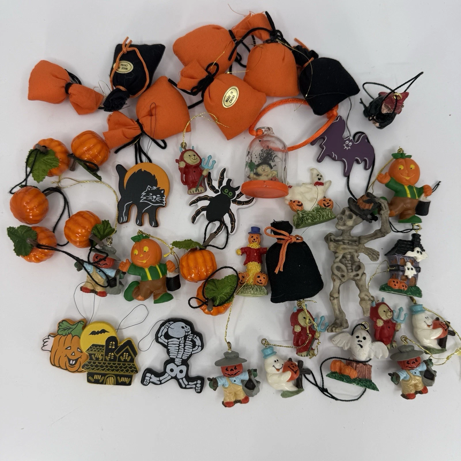 VTG Halloween Ornament Figure Decoration Lot Ghost Witch Bats Pumpkin Devil