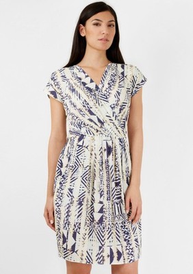 Closet London Womens Dress AU UK 10 Geo Pleating Pockets Gold Zip V Neck Mini