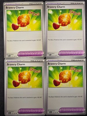4 x Bravery Charm 173/193 - Paldea Evolved - Play Set - Englisch - NM Near Mint