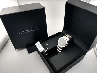 Movado Men's Sapphire Mirror Classic Blk Dial/Silver Bezel Watch #84.G1.2896