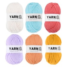 6Pcs Acrylic Yarn 790 Yard 4 Ply Soft Yarns Weight Yarn,6 Colors